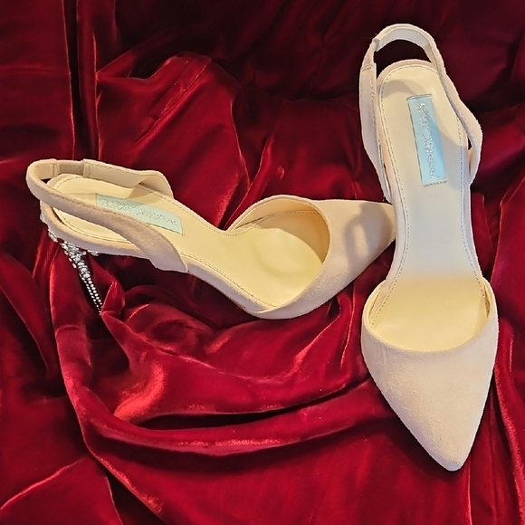 Betsey Johnson Shoes - NEW, Disco Nights! Betsy Johnson, Light Pink suede, Crystal Embellished Heels